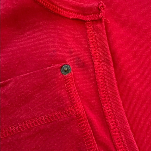 Red Deep V Long Sleeve Tee - Picture 5 of 6